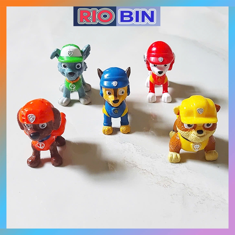 ชุดสุนัขกู้ภัยของเล่นจิ๋ว 5 ตัว ชุดสุนัขกู้ภัยพาวพาโทรลขนาดเล็ก