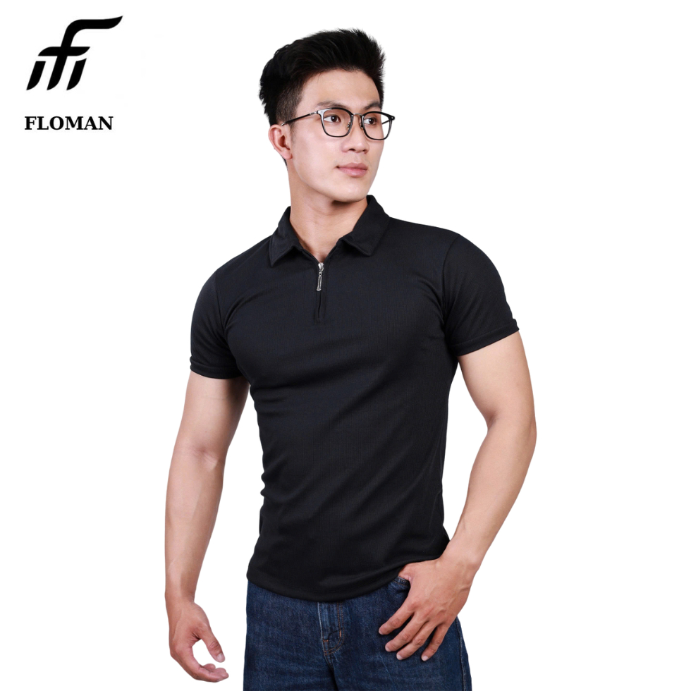 FLOMAN CH1 เสื้อโปโลผู้ชายคอปกจั๊มยางยืดและซิป - AFL36