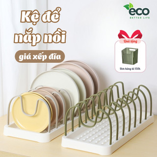 Kệ cài nắp vung nồi ECO giá úp đĩa chảo, Kệ để đồ nhà bếp đa năng điều chỉnh khoảng cách tùy ý