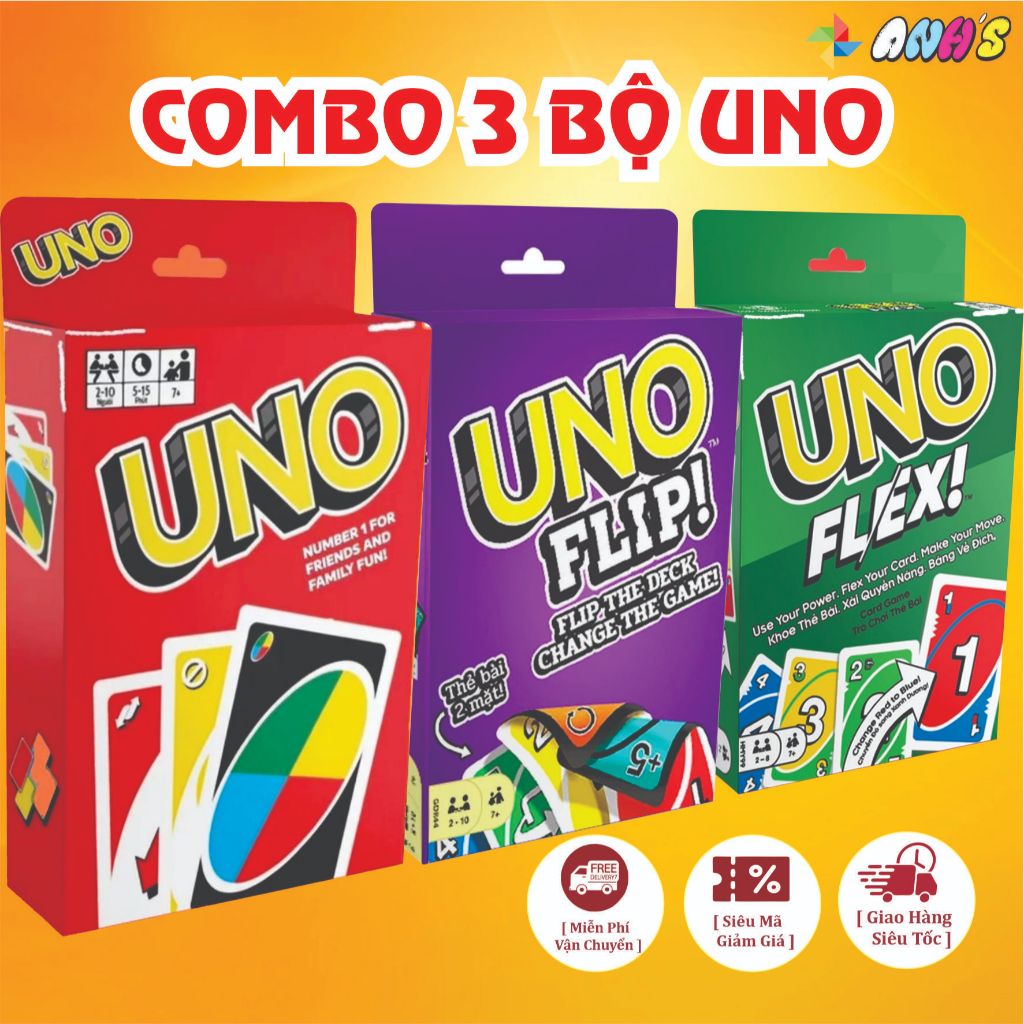 (Combo Of 3 ชุด) การ์ดขยาย Uno Flip ขายส่ง