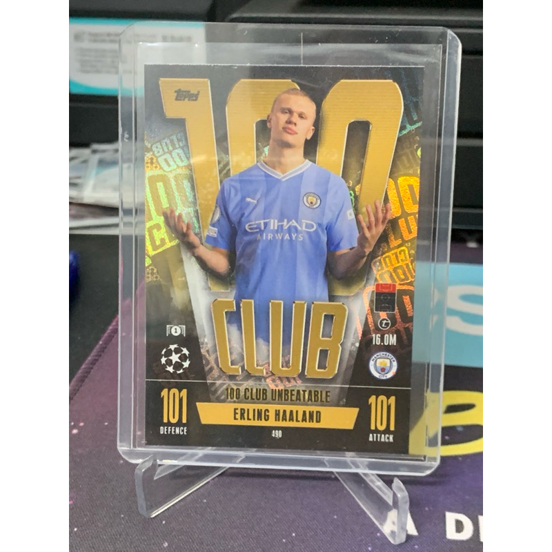 U670 Haaland 100 Club Manchester City Topps Match Attax 2023/24 การ์ดฟุตบอล