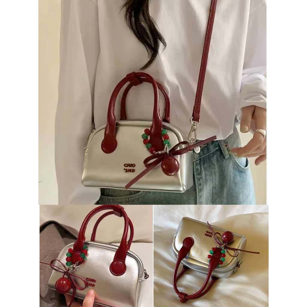 Chio Crossbody Bag Boston Bag Soft and Light Glossy Pu Leather มาพร้อม Super Hot Stylish Charm - TDC326