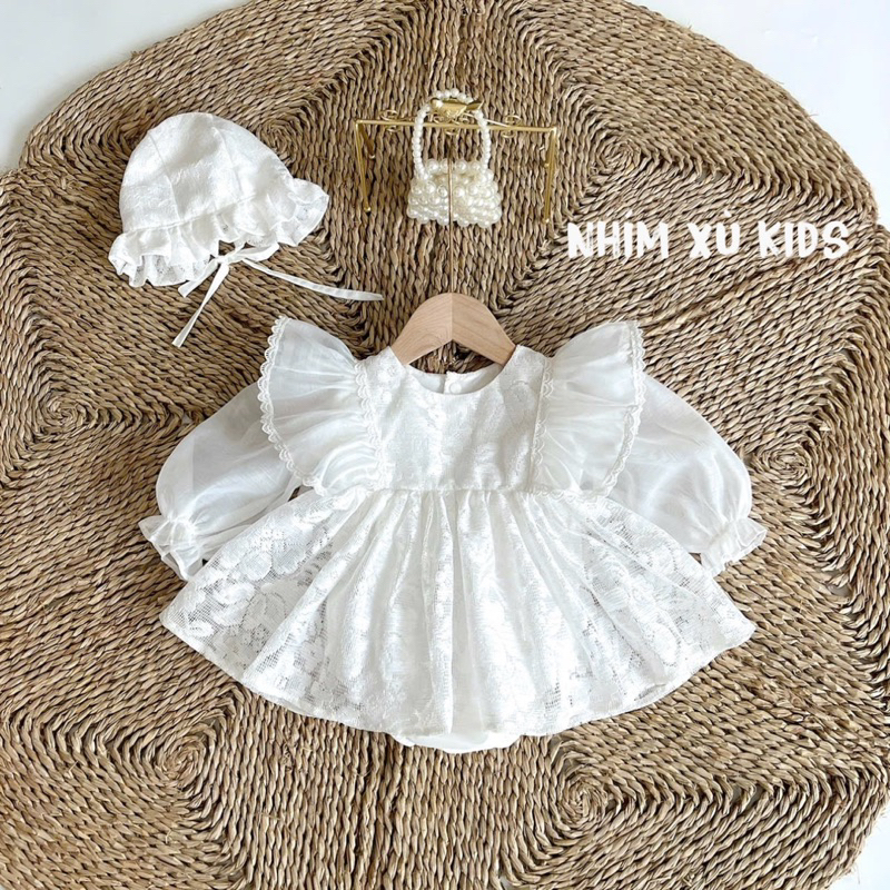 Body White Lace Long Sleeve Ruffled Hedgehog KIDS ชุดเดรสสําหรับทารกแรกเกิด เต็มเดือน เด็กทารก B139