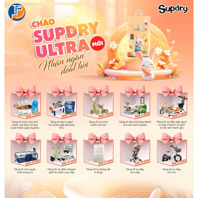 (ของแถมใหญ่) ผ้าอ้อม/กางเกง Supdry Ultra NB68/S54/M50/M54/L48