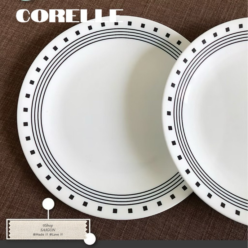 Corelle USA - Black Square - จานตื้น 106-110 (17cm-26cm)