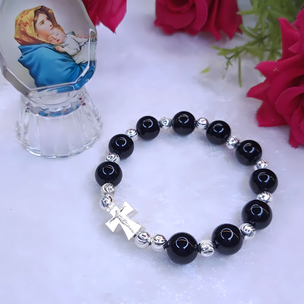 [ของขวัญที่มีความหมาย] สร้อยข้อมือและกําไลผู้ชายด้วยหินธรรมชาติผสมไทเทเนียมเสื้อ พาเล่ เงินแท้ 925 |