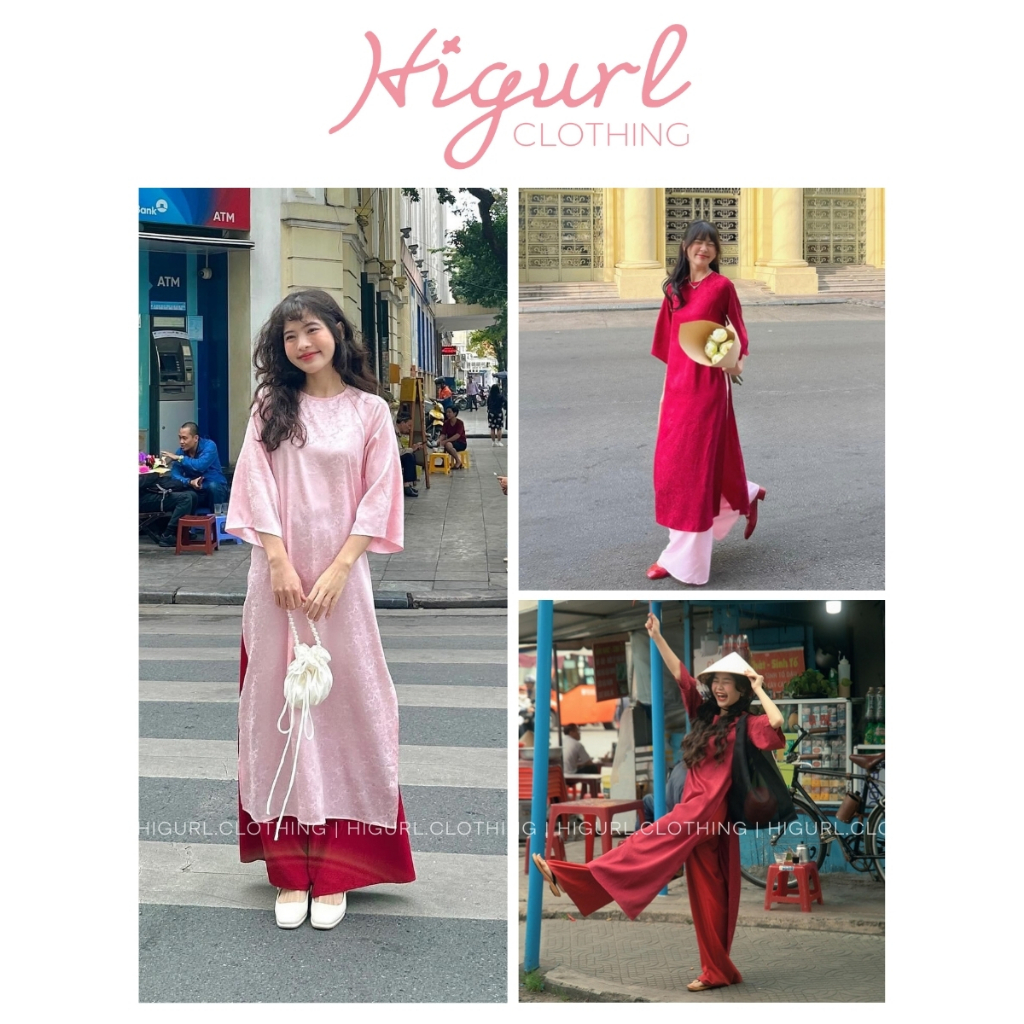 โมเดิร์น ไปที่ ได ผ้าไหมโบรเคดคุณภาพสูง คอกลม แขนหลวม ชุดโบราณเวียดนาม น่ารัก ลายดอกอ่อนวัย ครบไซส์ เอสเอ็มแอล