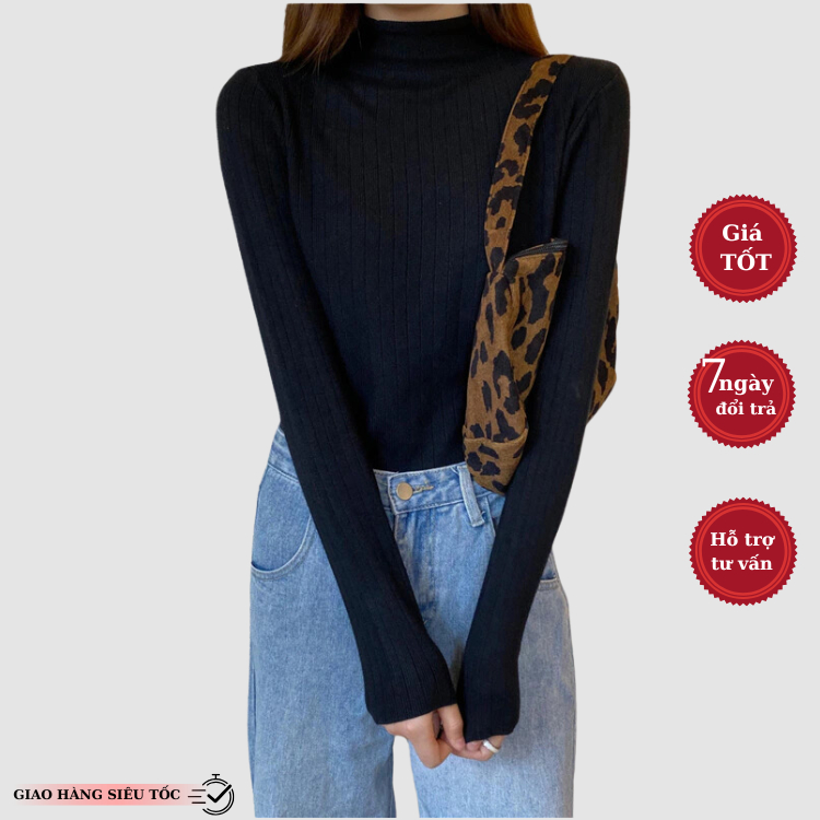 HUNALY เสื้อกันหนาวคอเต่าแขนยาวสําหรับผู้หญิงทําจากขนสัตว์ยืดนุ่ม ดีไซน์พื้นฐาน ร่วมกับชุดเกาหลี M17