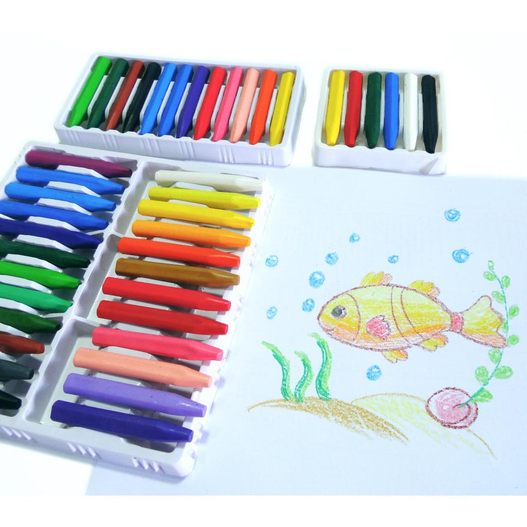 แว็กซ์สีไม่สกปรกมือสําหรับเด็ก | ชุด 6 , 12 , 24 สี | Stacom CR006P, CR012P, CR024P