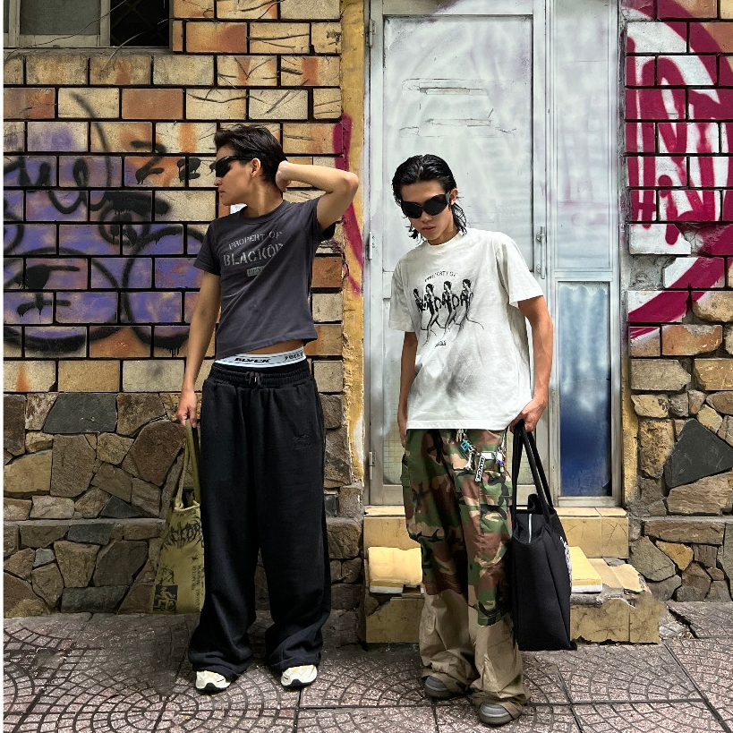 กางเกงสเวตเชิ้ตขากว้าง Blackorp Logo - กางเกงวอร์มสีดํา - ขากว้าง/ Unisex