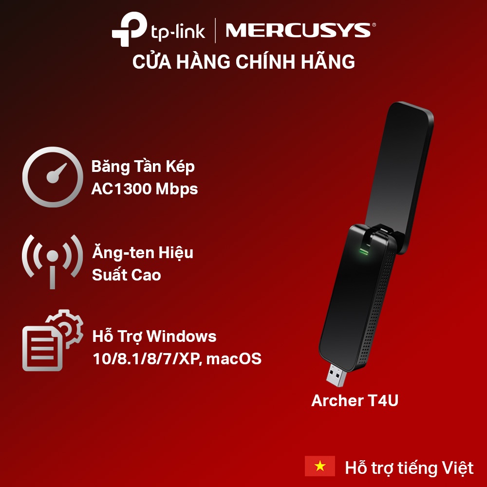 TP-Link Archer T4U AC 1300Mbps USB Wifi Adapter - สินค้าของแท้