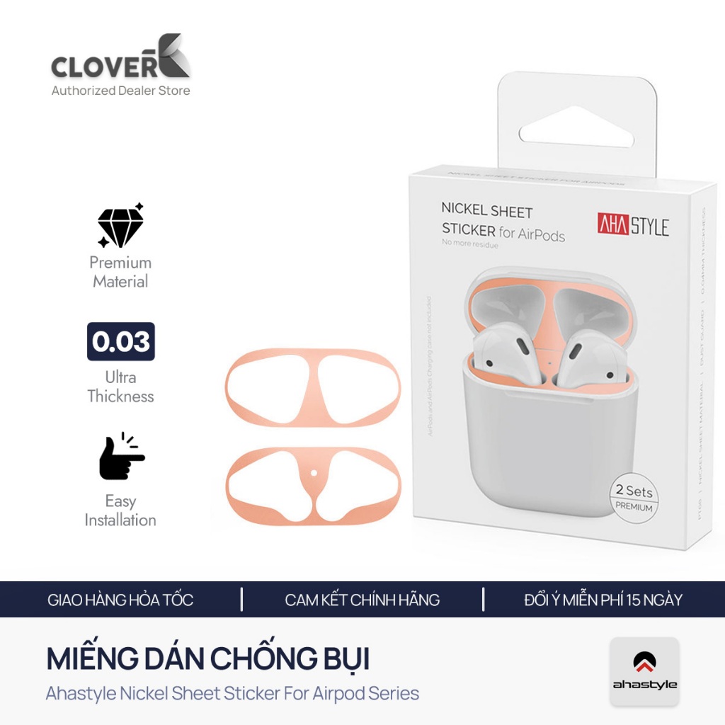 Ahastyle Dust Guard สําหรับ AirPods Metal Dust Guard ชุด 2 ชุด 0.038 มม.