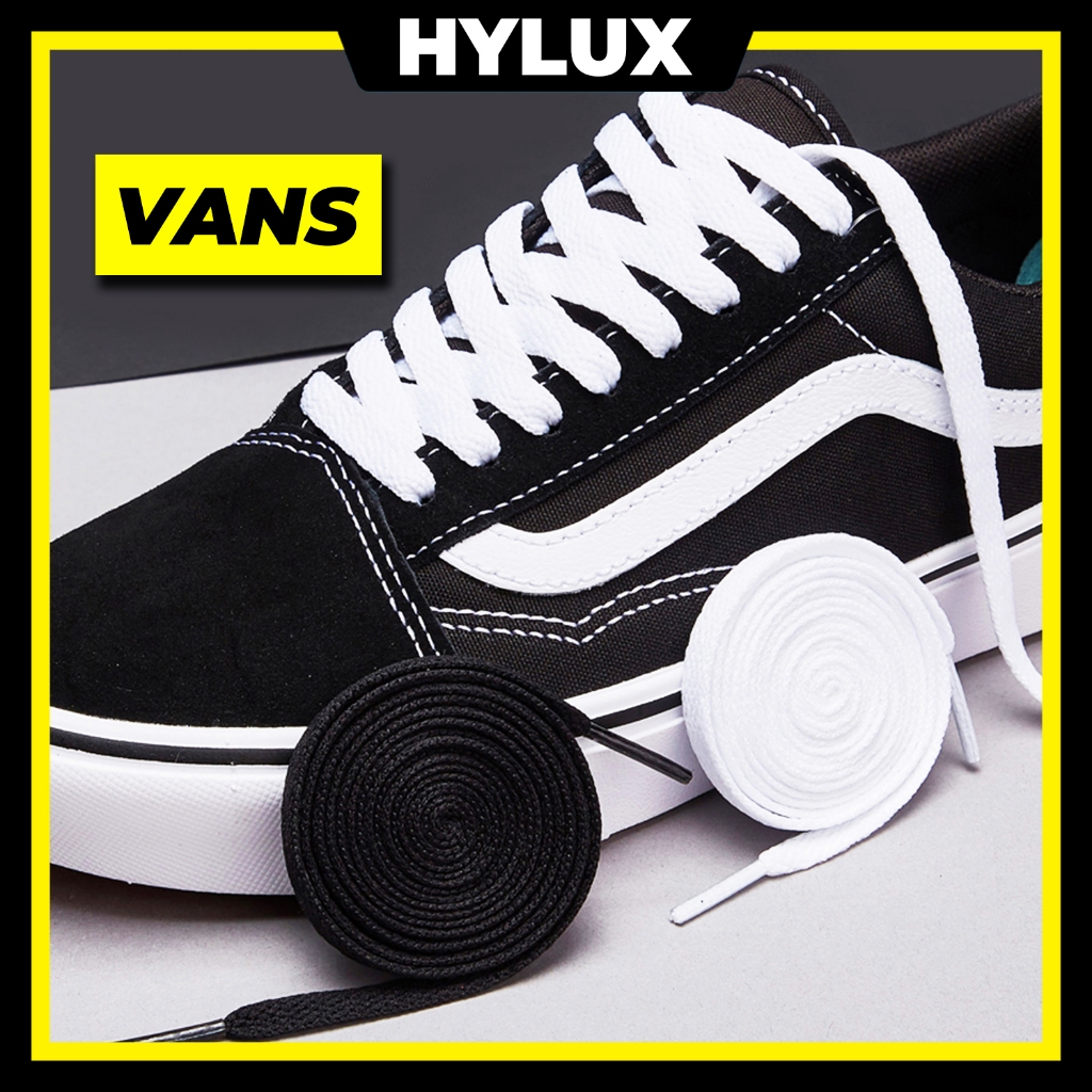 เชือกผูกรองเท้า Vans สีดําและสีขาวทดแทนระดับพรีเมียม - เชือกผูกรองเท้ารองเท้ากีฬา