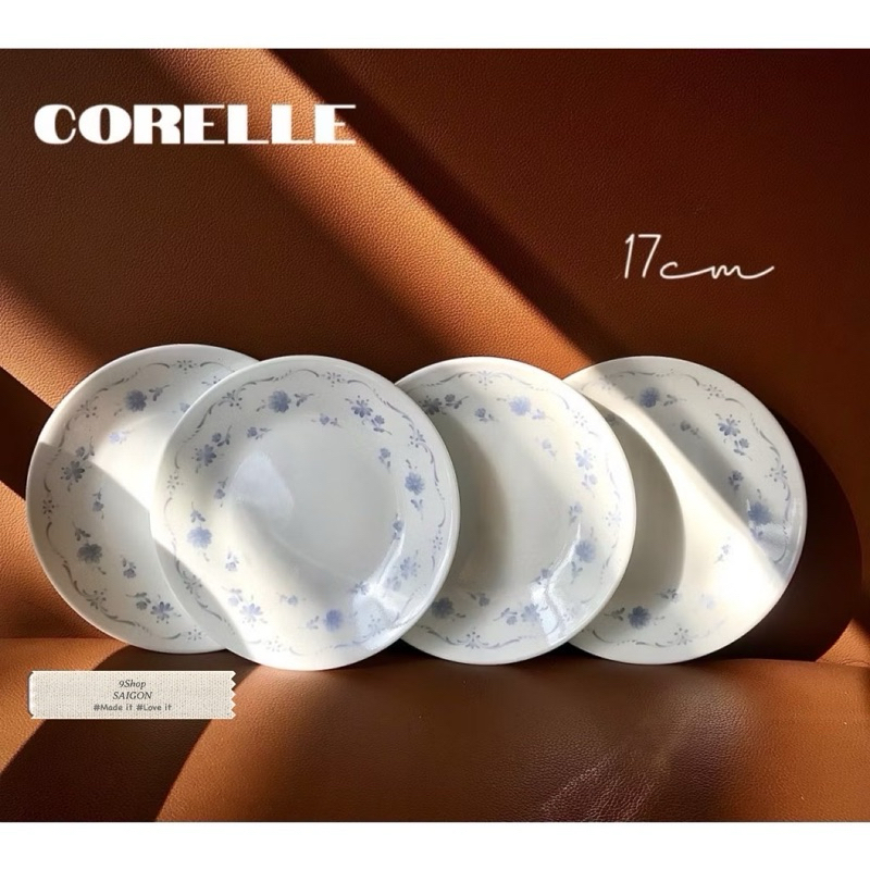 Corelle USA - Blue Little Floral - Combo of 04 Round Shallow Plates 17cm