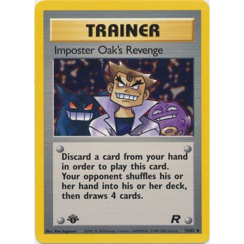 การ์ดแก้แค้นของ Pokemon TCG Imposter Oak - 76/82 - Uncommon 1st EditionTeam Rocket 1st Edition Singl