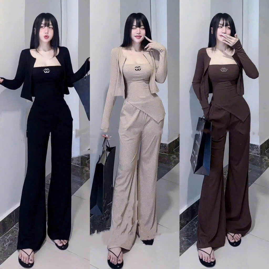 ชุดกางเกงบานปัก 3 ตัว K5865_CAROTSHOP