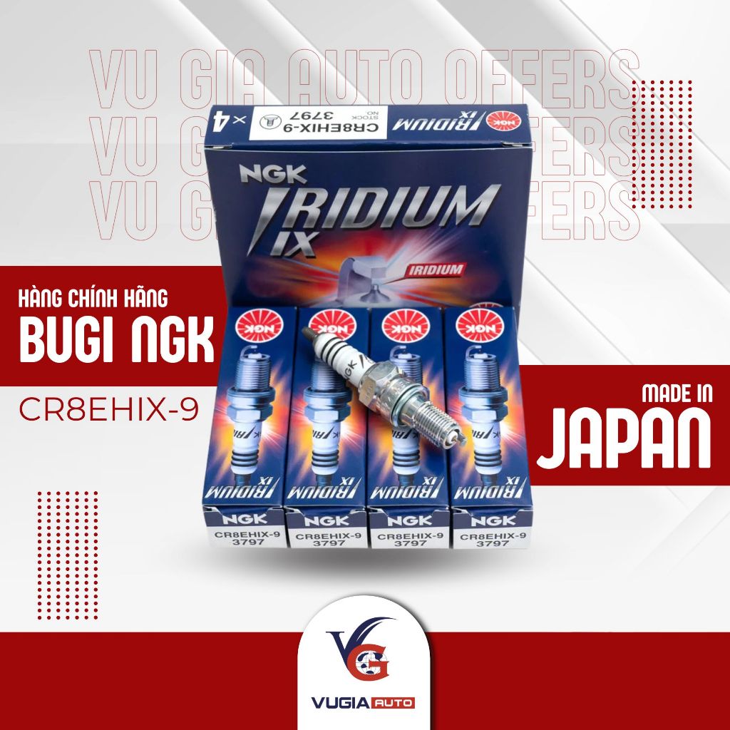 หัวเทียน NGK IRIDIUM CR8EHIX-9 [GENUINE] สําหรับ SH125/150i ITALY, HONDA CB400/600/1000CC...