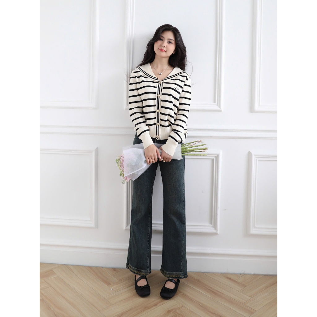 LIN CLOSET [QDL181] กางเกงยีนส์ขาบาน 9 นิ้ว สไตล์เกาหลี - OCTOBER COLLECTION