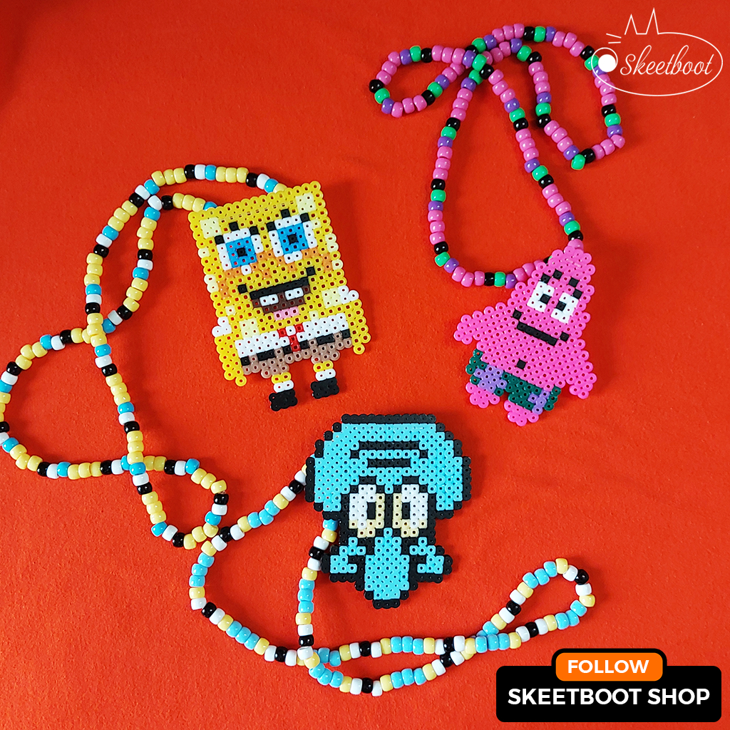 สร้อยคอ Kandi SpongeBob SquarePants - สร้อยคอฟองน้ําแสนซน - เครื่องประดับเทศกาล rave edm
