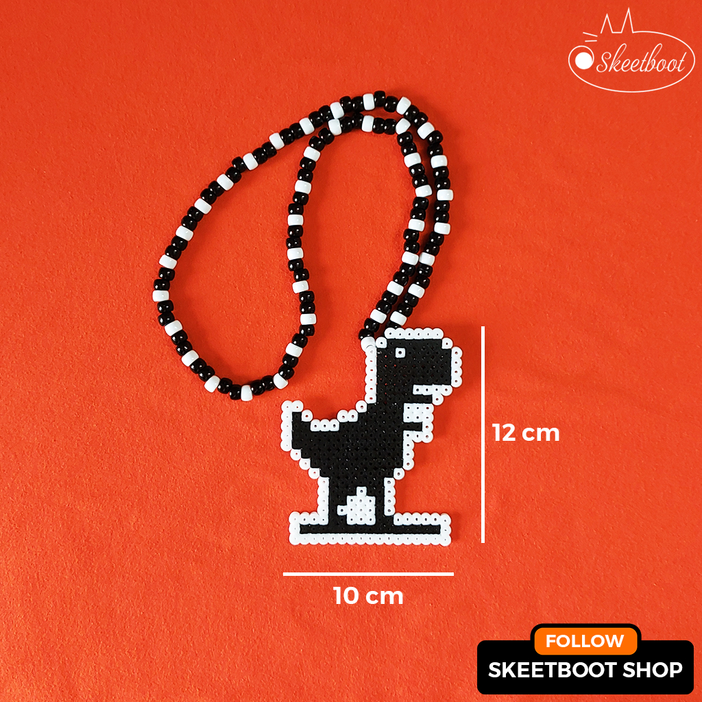 สร้อยคอไดโนเสาร์ Kandi 404 - สร้อยคอไดโนเสาร์ perler - เครื่องประดับเทศกาล rave edm