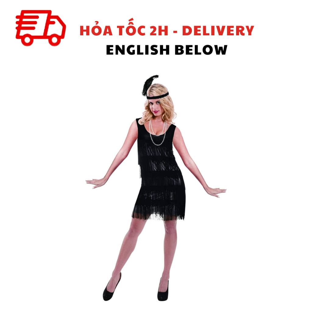 1920s Black Flapper คอสเพลย์เครื่องแต่งกายสําหรับสุภาพสตรี - 1920s Black Flapper Dress สําหรับสุภาพส