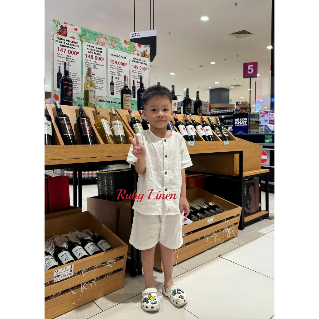 [JUNE LINEN - Kids] ชุด LINEN สําหรับเด็กผู้ชาย 4kg -> 20kg. หลากสี รูปจริง มีไฟ