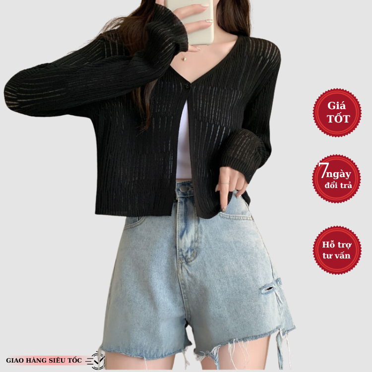 เสื้อคาร์ดิแกนแขนยาว HUNALY พร้อมคอนซีลเลอร์ 1 ปุ่มเพื่อจับไหล่ใหญ่ QC N112