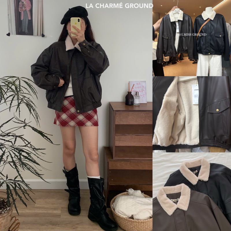 LA CHARMÉ | เสื้อแจ็คเก็ตหนังคอปกขนสัตว์ 10307 AT THE BAGEL