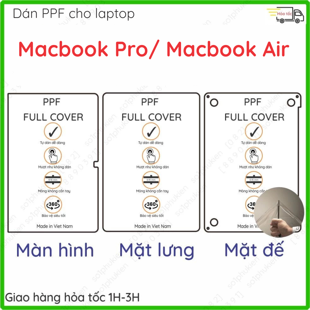 จอ PPF และหลัง MacBook Pro 13 นิ้ว/ 14 in/ 16 in (M2, M2 Pro, M2 Max)/ Air M2 (13 in, 15 in)/ Air M3