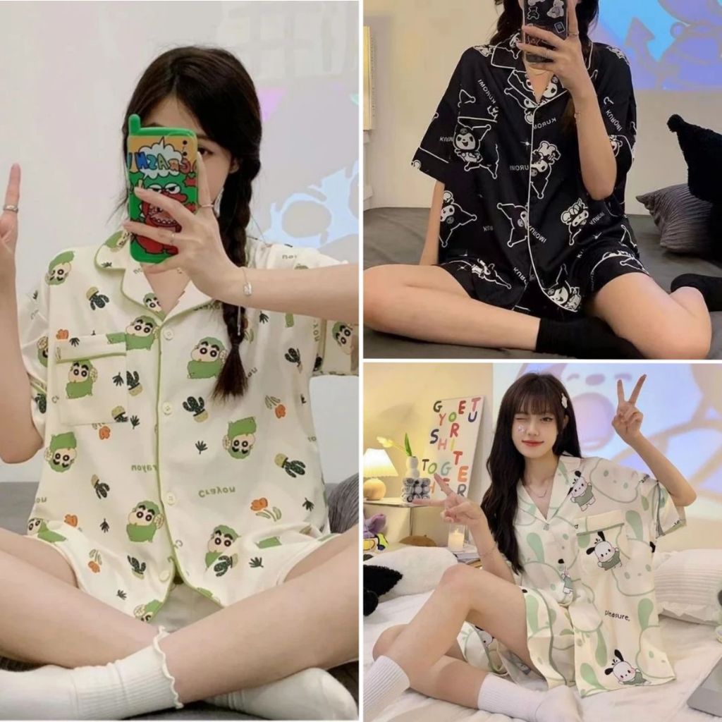 ราคาถูก ชุดเสื้อผ้าบ้านการ์ตูนสไตล์เกาหลีน่ารักและสวยผู้หญิงชุดนอนชุดน่ารักและสวยงาม