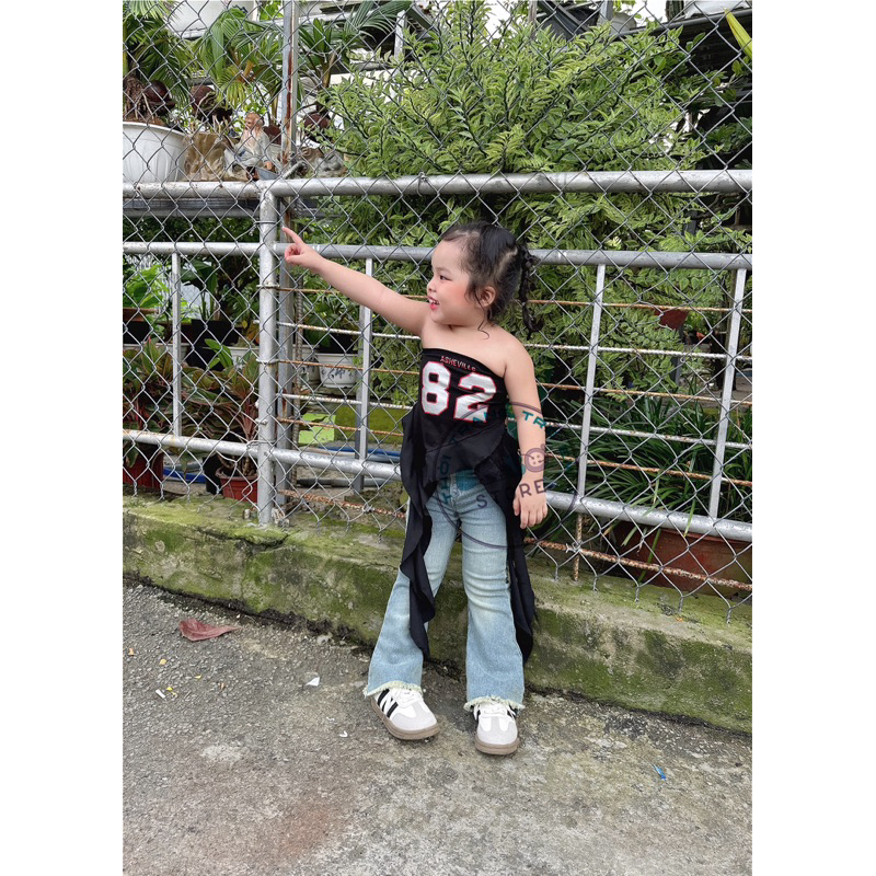 กางเกงยีนส์ขาบานเด็กหญิงสีฟ้าอ่อนสุดน่ารักสไตล์เกาหลีสําหรับเด็กผู้หญิงใส่ไปโรงเรียนและออกไปข้างนอก - รูปที่ 2