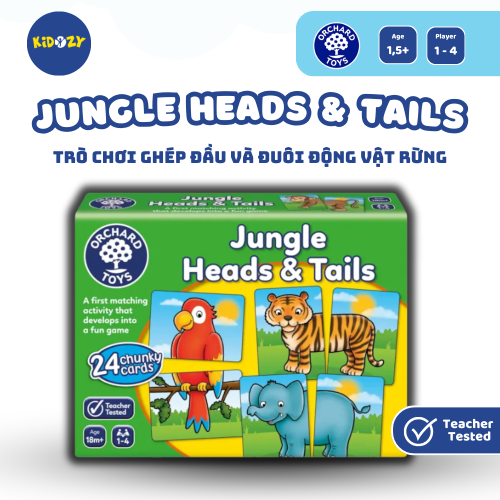 Jungle Heads & Tails - Orchard Toys เกมทางปัญญาช่วยให้เด็กพัฒนาประสานมือและความจํา