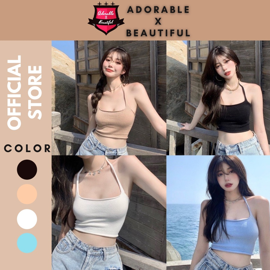 [รูปถ่ายจริง] เสื้อสายเดี่ยวยางยืดคอกลมฟรีไซส์, แบบโครเชต์เปลือย, เสื้อเกาะอกธรรมดาสไตล์พื้นฐานเซ็กซี่ [อยู่ไม่ได้xสวย]