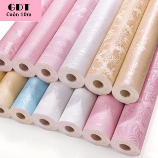 Giấy dán tường hoa văn nổi dài 10 mét rộng 45cm ❤️FREESHIP❤️ Cuộn giấy dán tường có sẵn keo bóc dán