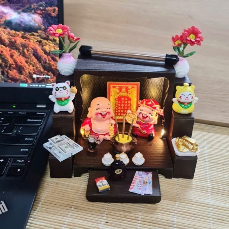 แท่นบูชาไฟ Led God of Wealth Earth Mini Lucky Fortune ตกแต่งโต๊ะ VIP รุ่นพรีเมี่ยม