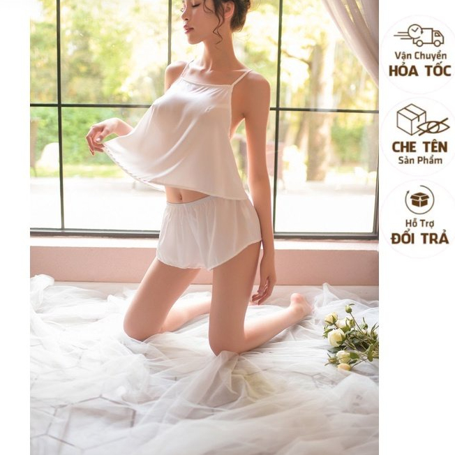 [PRODUCT NAME REDUCED] Sx145 - ชุดนอนผ้าไหมพร้อมแผ่นรองหน้าอก - ชุดนอนคุณภาพสูง - KellyWang
