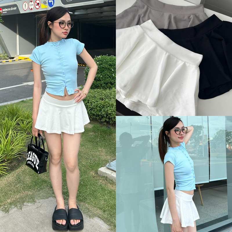 Dollie DEROSE SKIRT - Short Low-rise SKIRT with Protective Pants Longer Back กว่าด้านหน้า (3 สี)