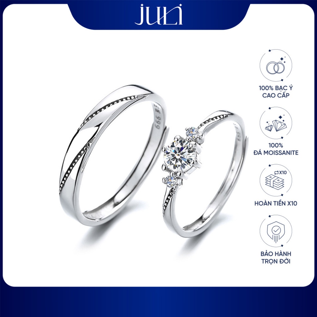 แหวนคู่ชายหญิงประดับเพชร ใช้สําหรับหมั้นสําหรับคู่รักในความรัก | ND666 JULI JEWELRY