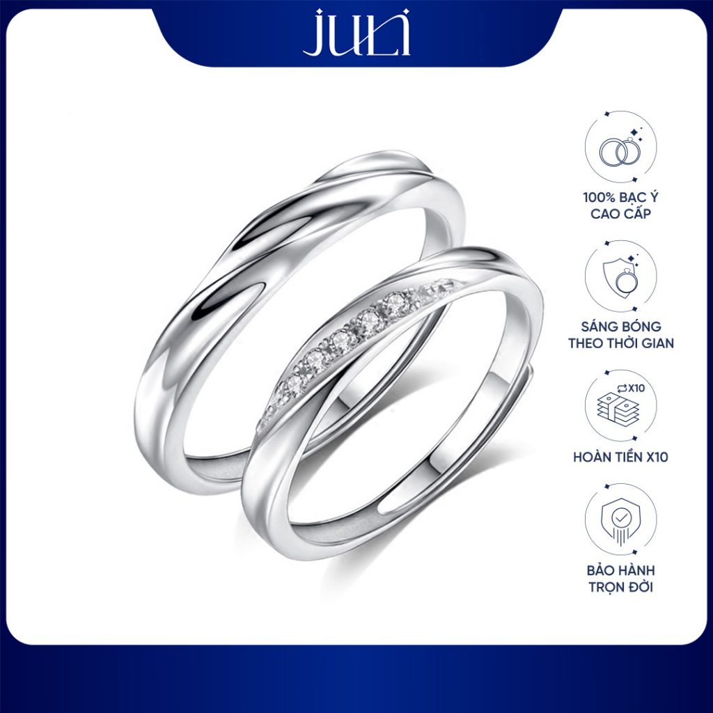 แหวนคู่ชายหญิงประดับเพชร หรูหรา สําหรับคู่รัก ใน รัก | ND665 JULI JEWELRY