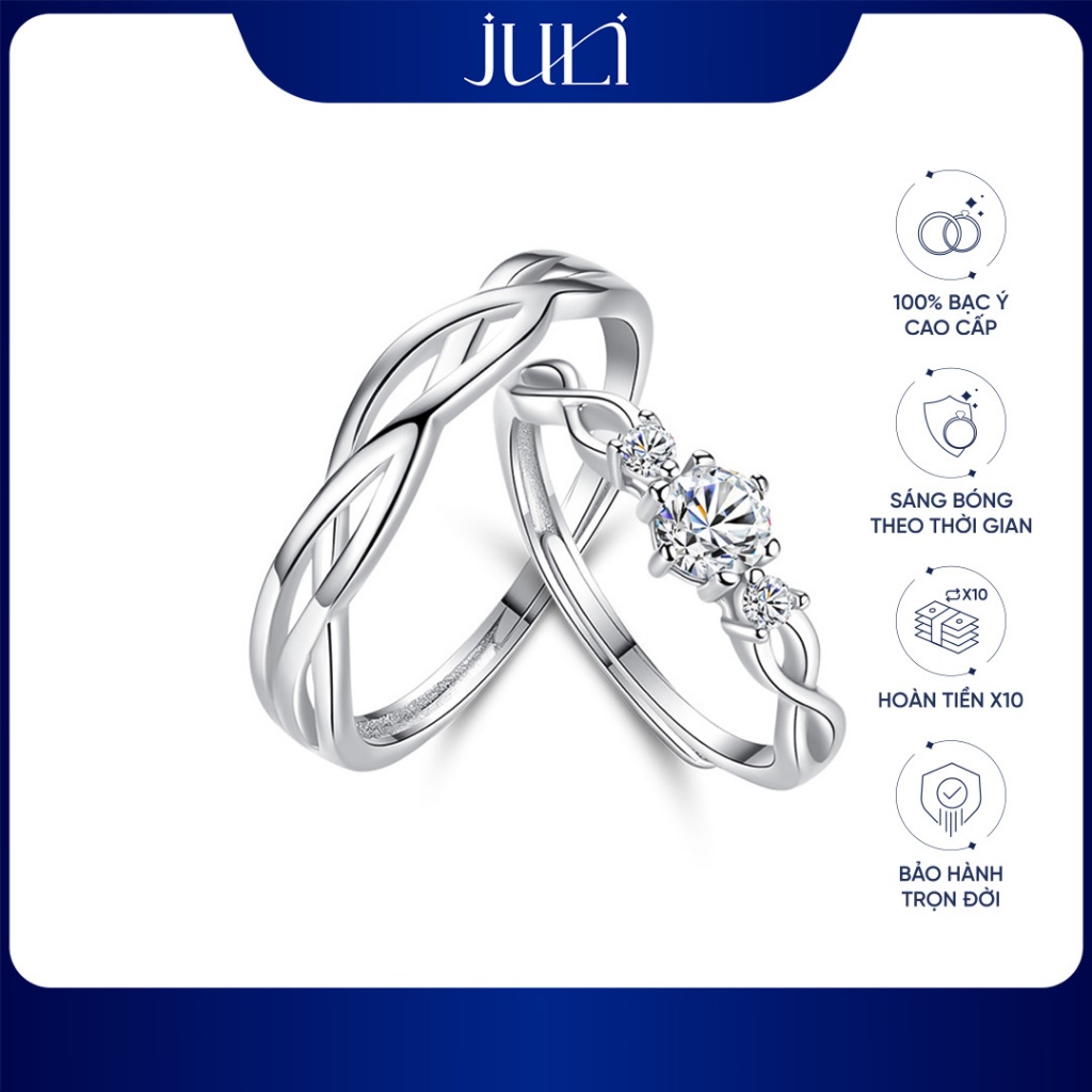 แหวนคู่ชายหญิงประดับเพชร หรูหรา สําหรับคู่รัก ใน รัก | ND663 JULI JEWELRY