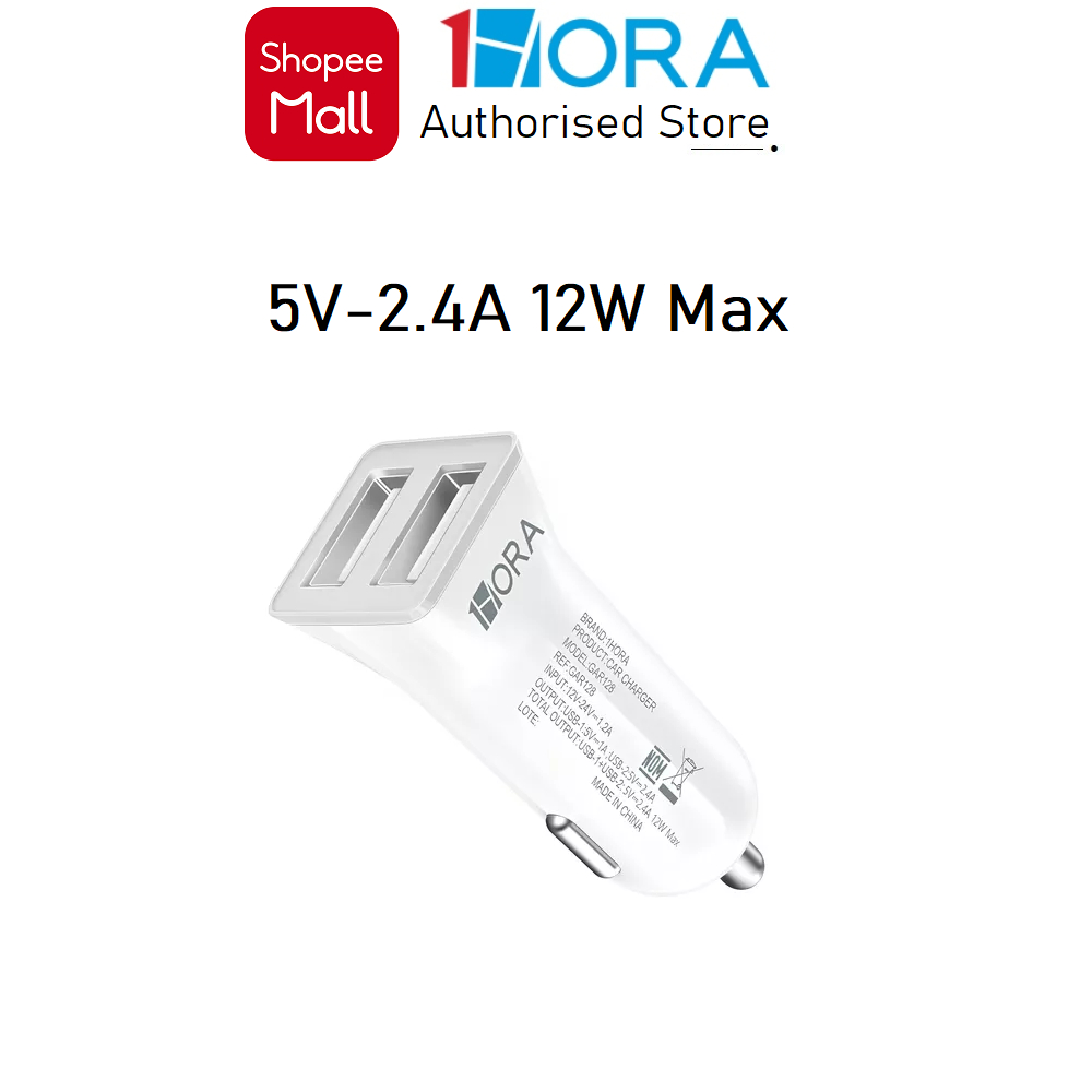 ที่ชาร์จในรถยนต์ 1HORA GAR128 5V-2.4A 12W Max