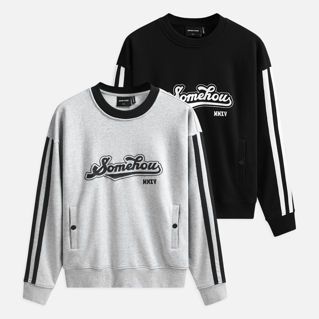 เสื้อสเวตเตอร์ผู้ชาย Vintage Athletic Snap ผ้าคอตตอนผ้าฟลีซใส่สบาย SW0008,SOME HOW STORE