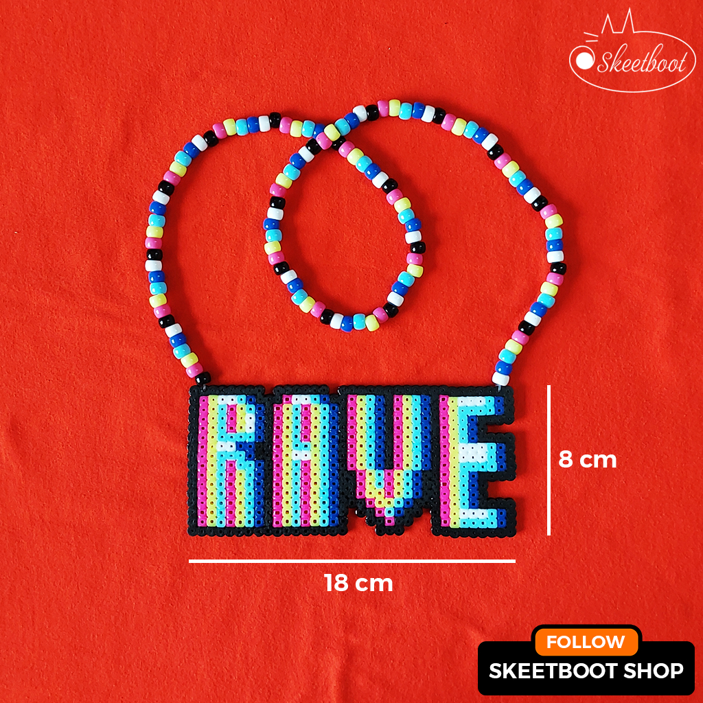 สร้อยข้อมือ Kandi rave - พร้อมไฟ LED - สร้อยคอ perler rave - เครื่องประดับเทศกาลดนตรี raver edm