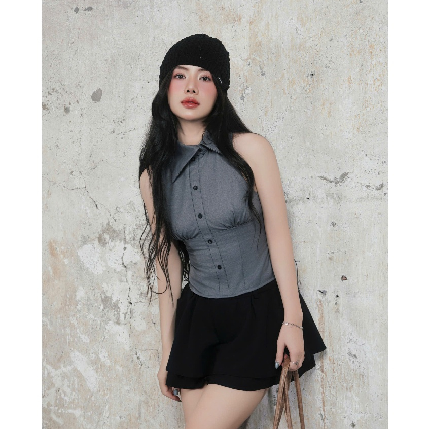 Noodles - ชุดสไตล์ OFF-NECKLACE พร้อมปุ่ม - AURA TOP