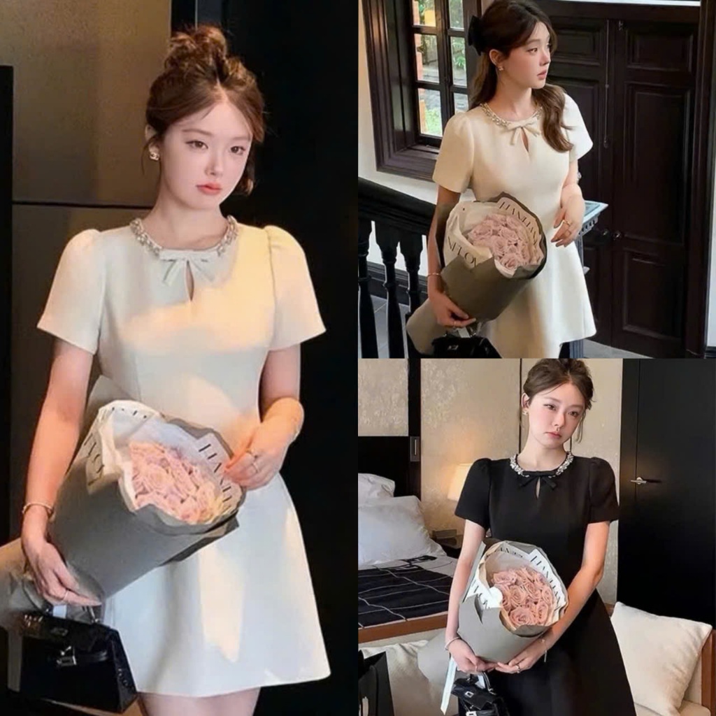 ปาร์ตี้คอกลมสุดหรู เดรสติดหิน มี 2 ไซส์ SM Carin Dress ให้เลือก
