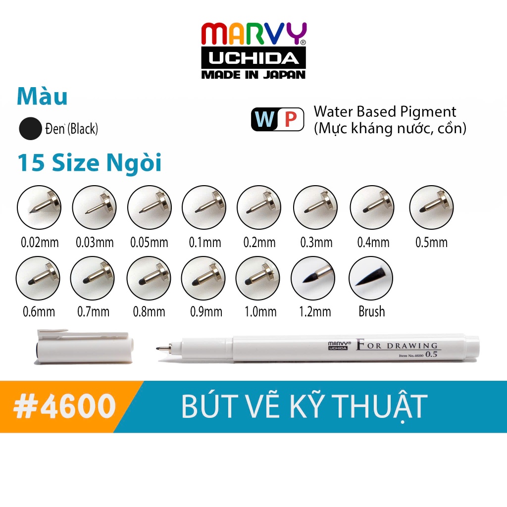 Marvy Uchida 4600 Professional Line Pen สีดํา
