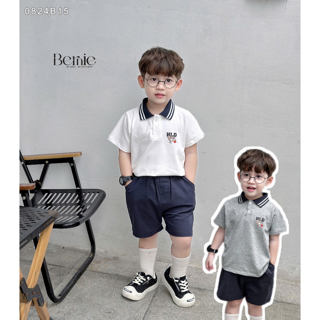 HLD ชุดโปโลแขนสั้นคอปกทอ เบอร์นี่ สําหรับเด็ก
