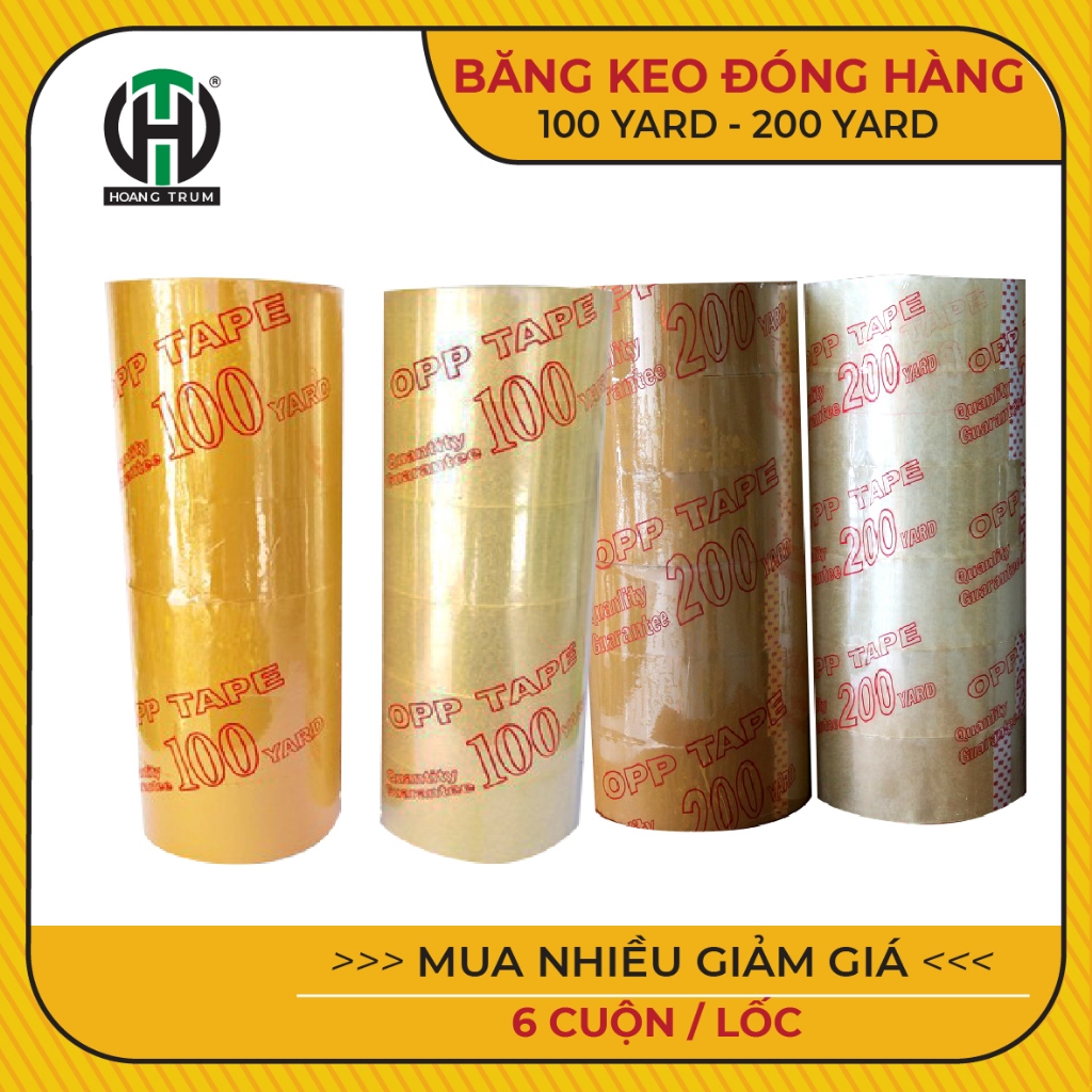 [1 LOT OF 6 ROLLS] เทปบรรจุภัณฑ์ 100-200 YARD