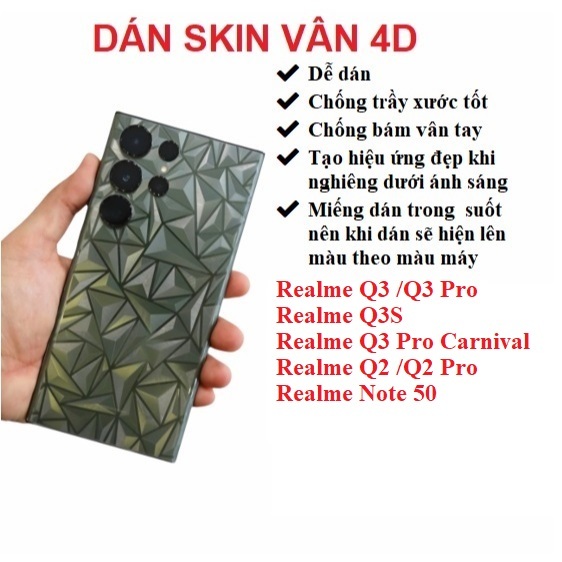 Realme Q3 Q3 Pro Q3S Q3 Pro Carnival Realme Q2 Q2 Pro Realme Note 50 4D สติกเกอร์ผิวด้านหลังโปร่งใส