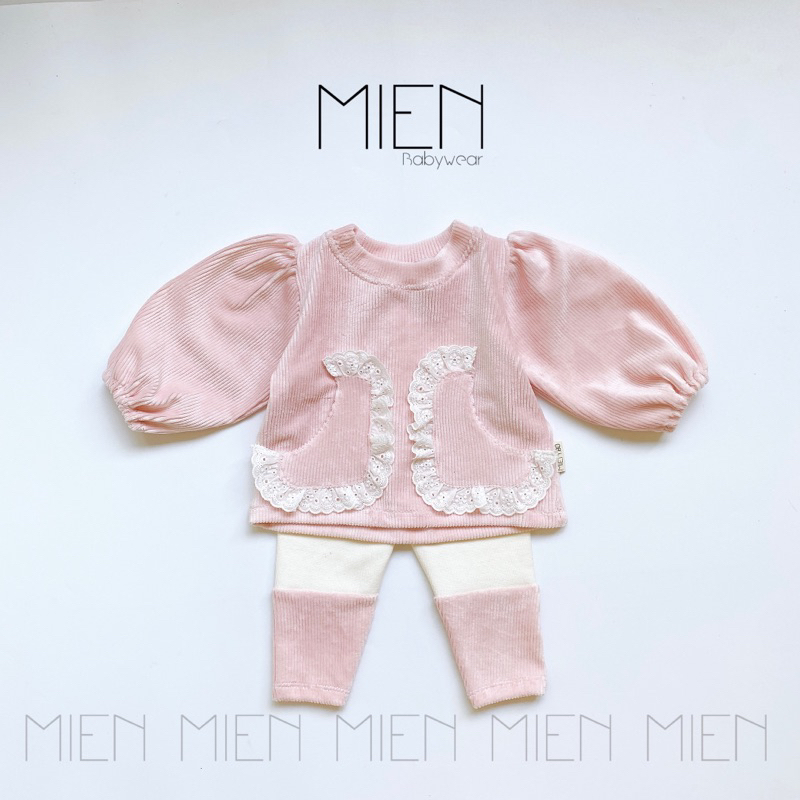 (R96) MIEN ชุดกระเป๋ากํามะหยี่สําหรับเด็กผู้หญิง